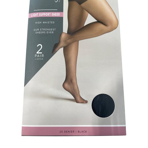 Silk Impressions Pantyhose Size Large Light Support Sheer 20 Denier 2 Pairs NEW - Picture 2 of 6